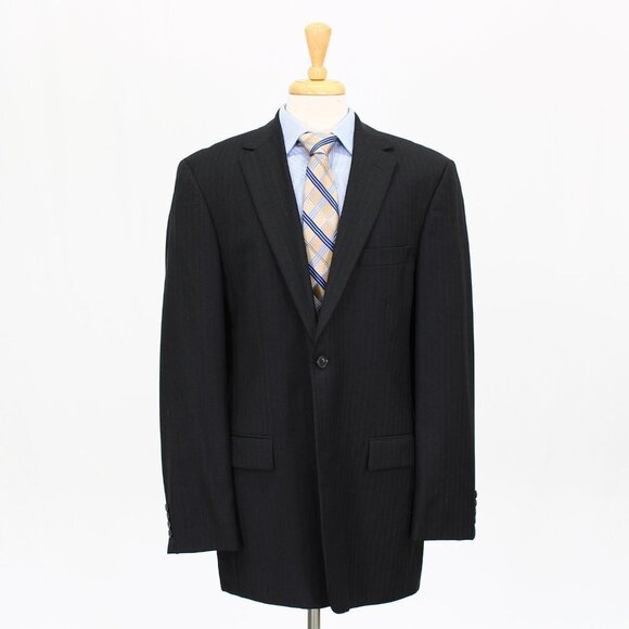 Hugo Boss 44L Gray Striped 2-Button Sport Coat Blazer Jacket O632 - Picture 1 of 11